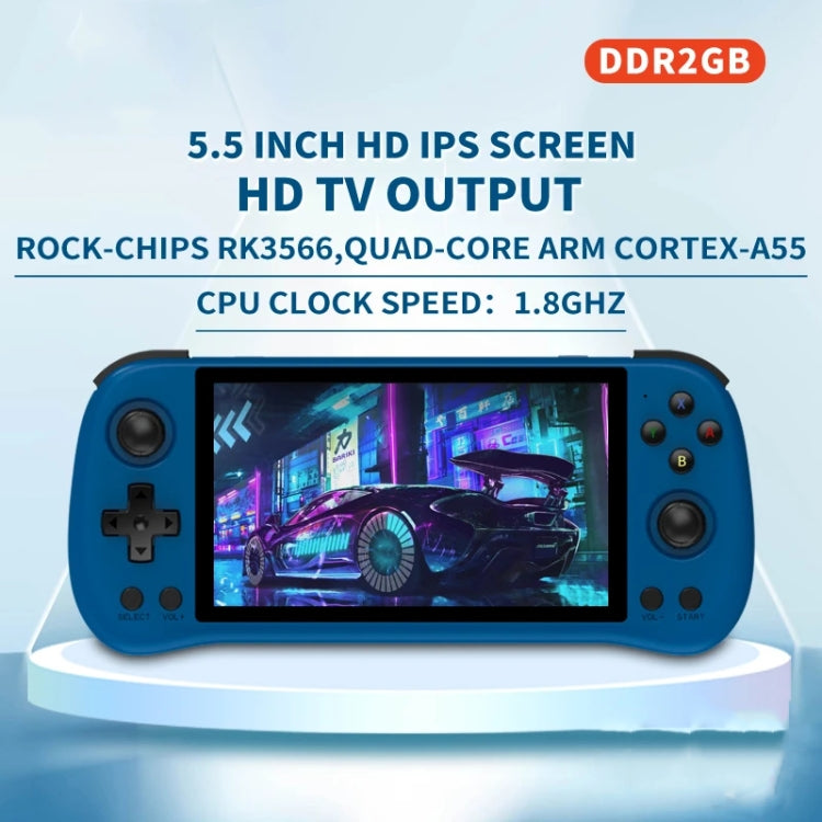 POWKIDDY X55 Game Console 5.5 Inch 1280 X 720 IPS Screen RK3566 Linux System Open-Source Retro Video Player 16GB+128GB - White