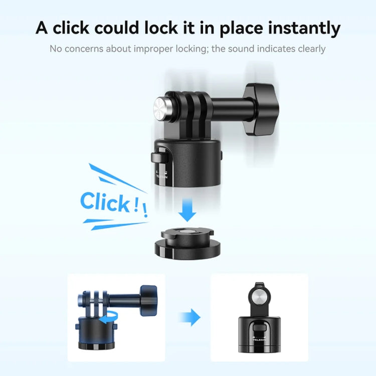 TELESIN CQM-001 Universal Magnetic Quick Release Adapter Kit For Sports Cameras - Black