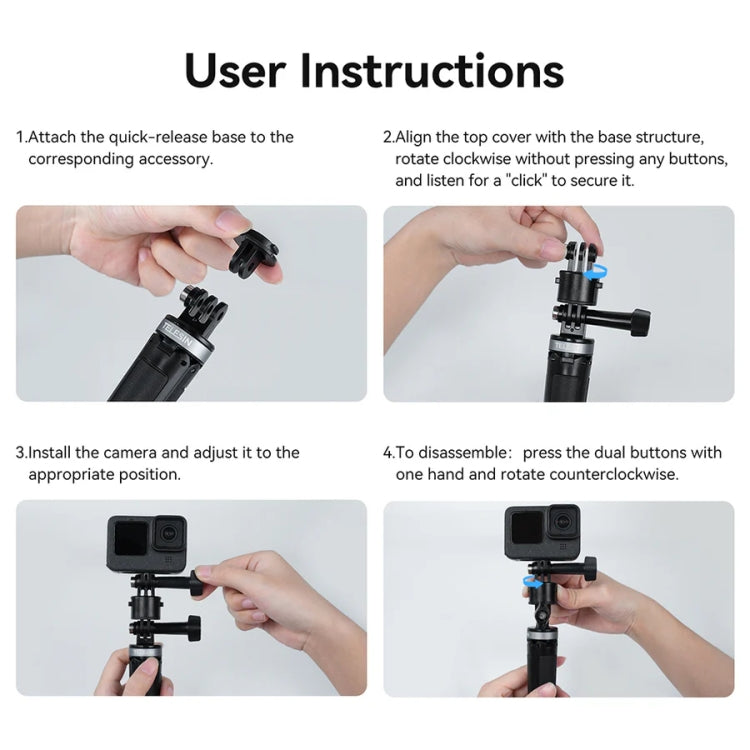 TELESIN CQM-001 Universal Magnetic Quick Release Adapter Kit For Sports Cameras - Black