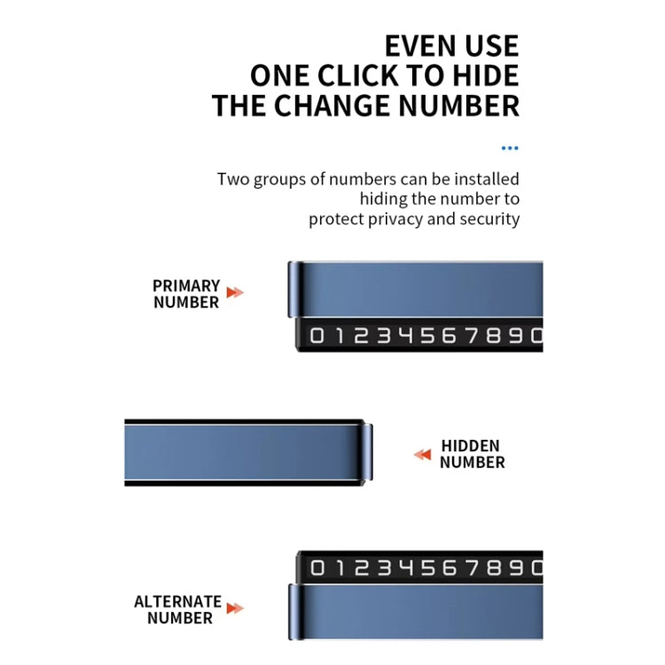 Metal Hidden Temporary Parking Number Plate Ornaments, Color: Dual Number Silver