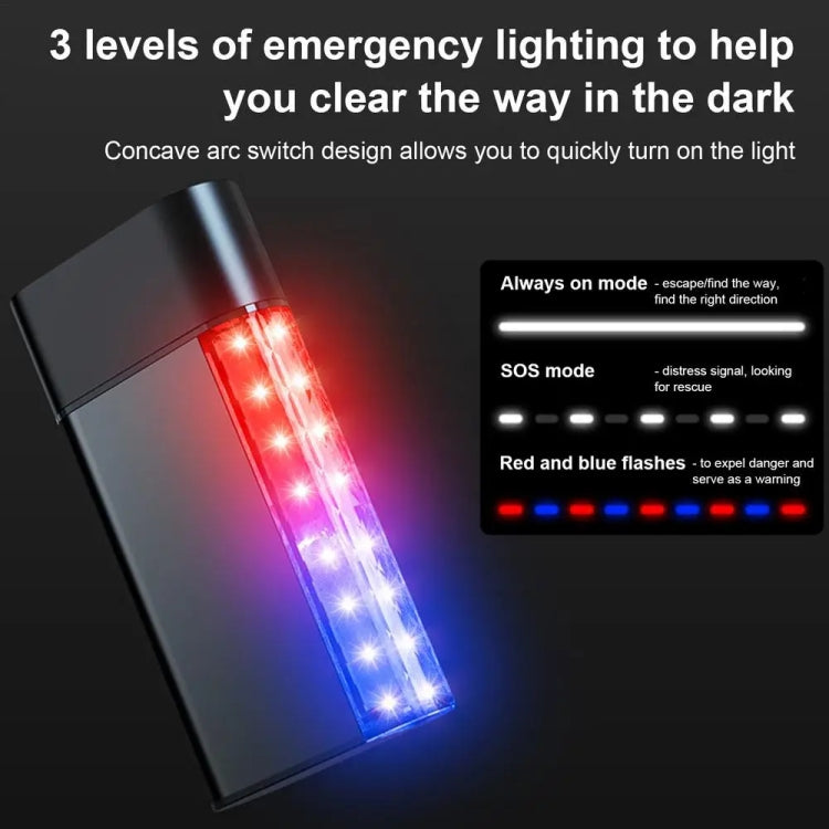 3 In 1 Car Safety Hammer Flashlight Emergency Light With Alarm - Black