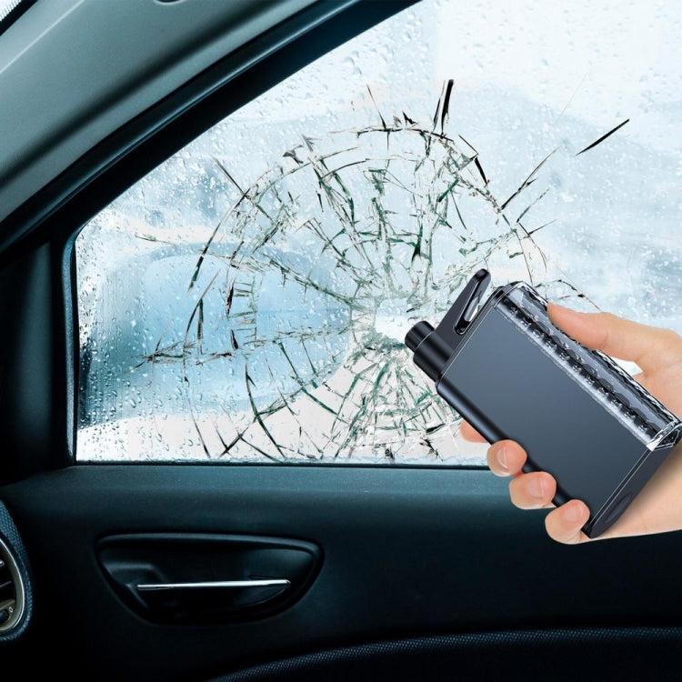 3 In 1 Car Safety Hammer Flashlight Emergency Light With Alarm - Black