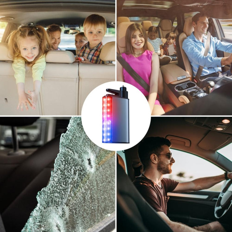 3 In 1 Car Safety Hammer Flashlight Emergency Light With Alarm - Black