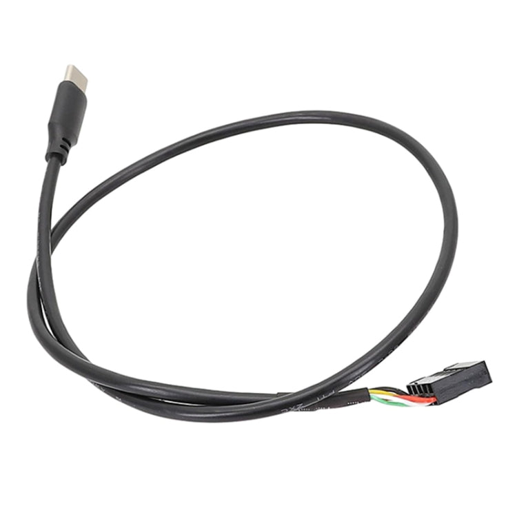50cm Motherboard USB 9Pin To Type-C Straight Data Double Shielded Cable - Black