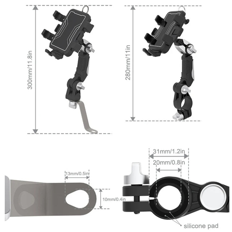 Motorcycle Bicycle Outdoor Cycling Navigation Phone Holder, Style: Handlebage Bracket