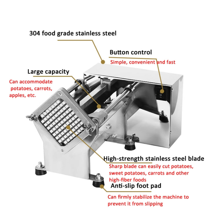 60W Commercial French Fry Cutter Electric Potato Cutter Machine With 3 Blade US Plug