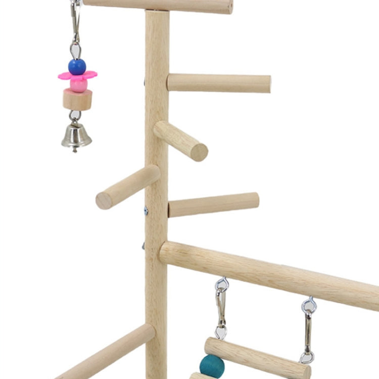 Bird Playground Parrot Playstand Perch Wooden Stand with Feeding Cups
