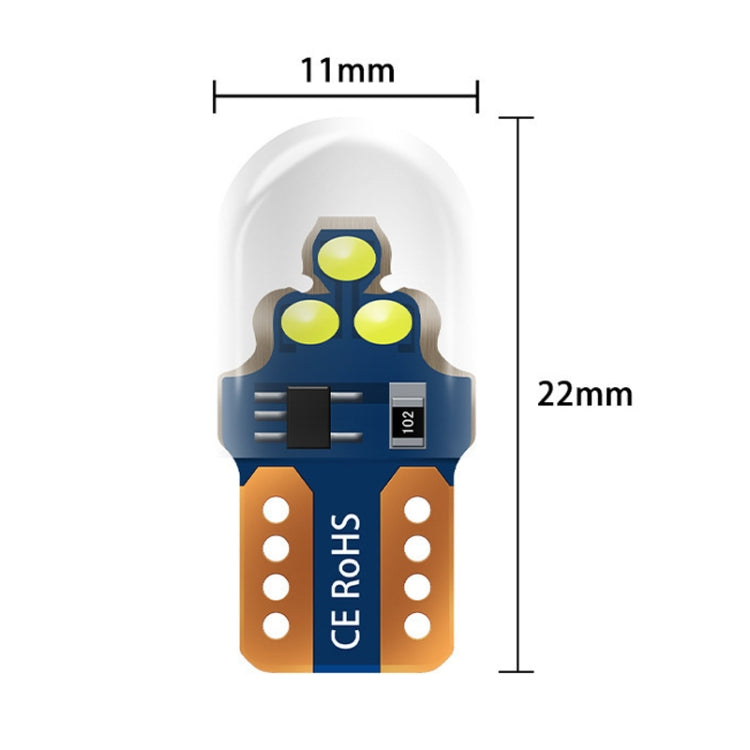10pcs W5W Width Indicator Light Flashing LED Crystal License Plate Light - White