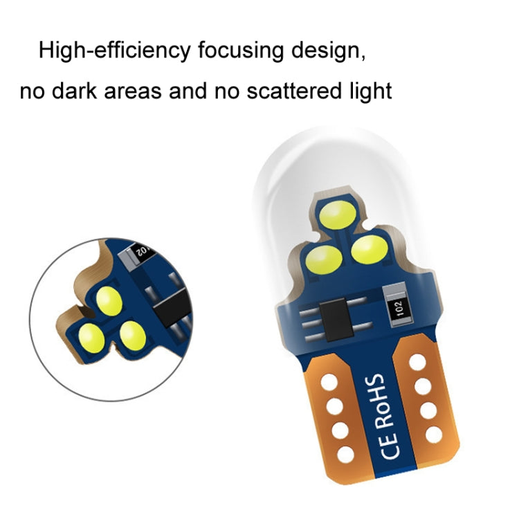 10pcs W5W Width Indicator Light Flashing LED Crystal License Plate Light - White