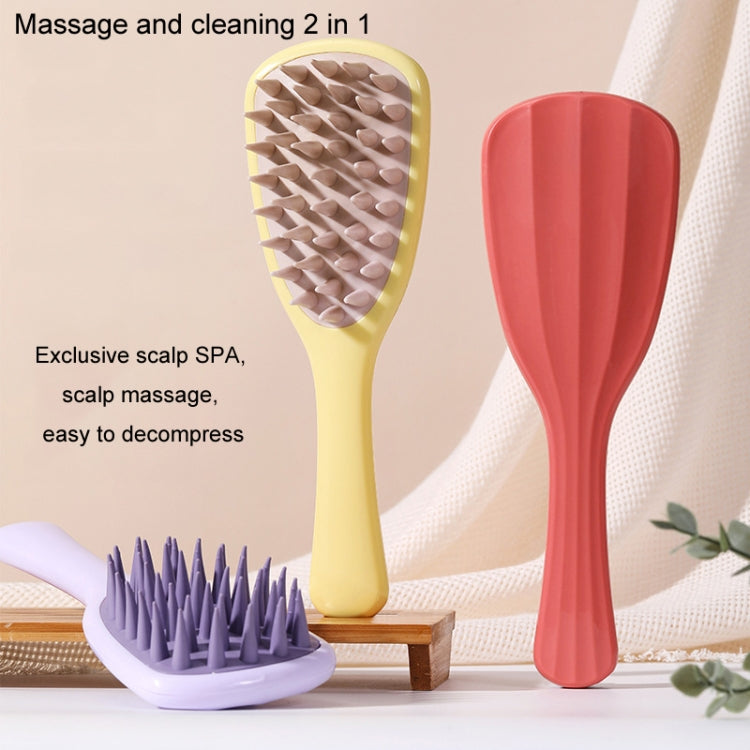 Ginkgo Leaf Type Shampoo Brush Massager Silicone Coarse Teeth Shampoo Combs with Handle
