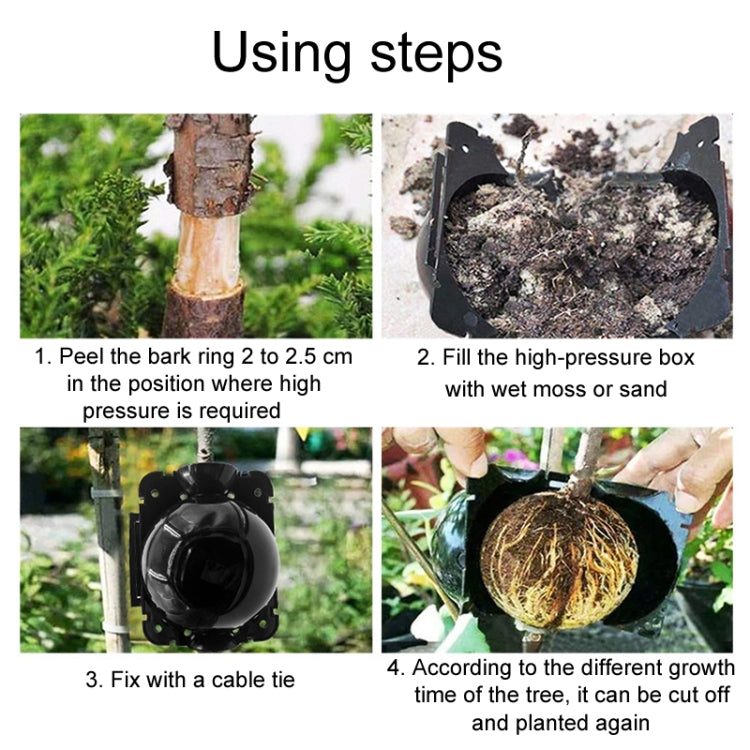 2pcs Plants Growth High Pressure Box Spherical Root Controller Grafting Root Cases, Model: M Black 80mm