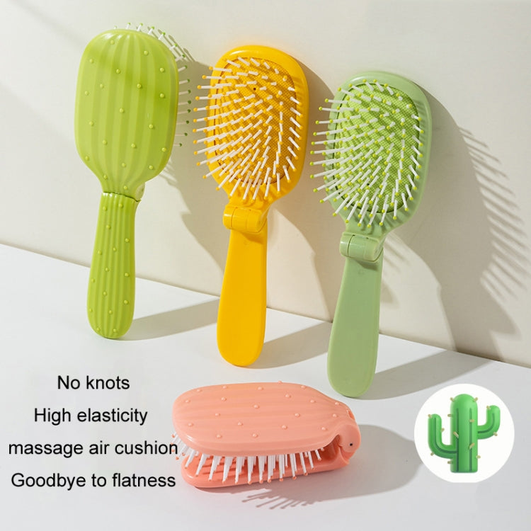 Portable Cactus Folding Air Cushion Comb Anti-Static Fine Tooth Scalp Massage Comb