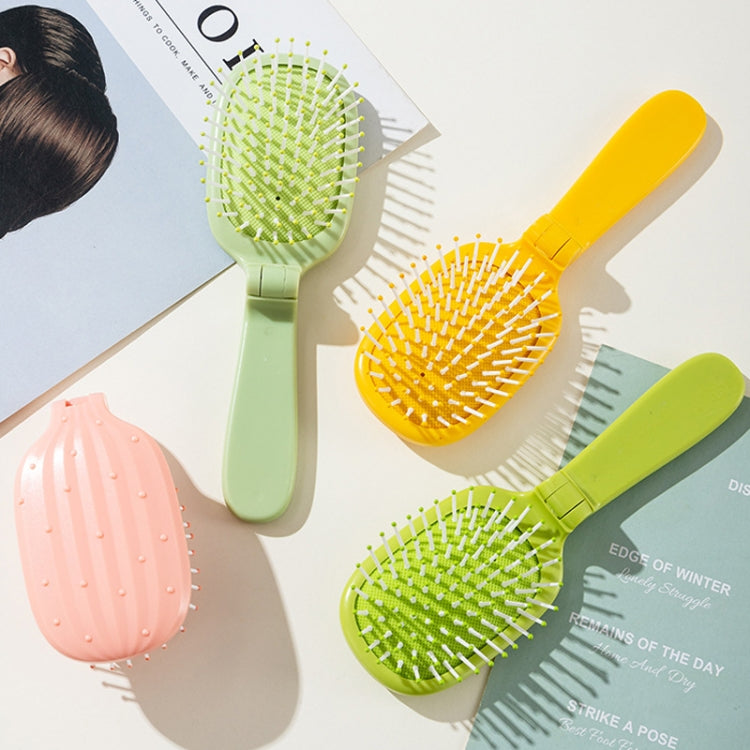 Portable Cactus Folding Air Cushion Comb Anti-Static Fine Tooth Scalp Massage Comb