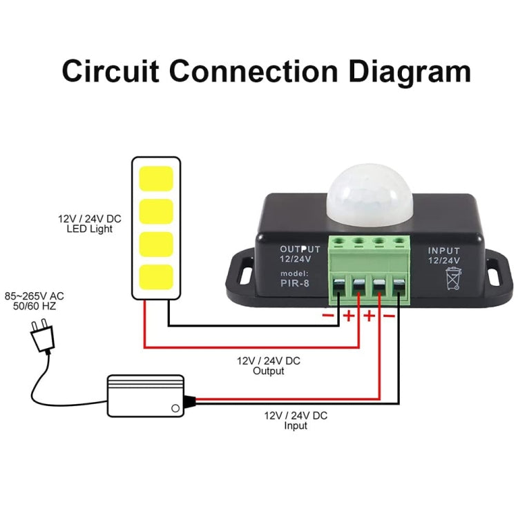 PIR-8 12V / 24V Infrared Body Lamp Band Sensor Low Pressure Light Strap Controller