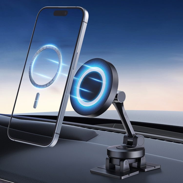 Center Console 360 Rotating Magnetic Car Phone Holder Zinc Alloy Automotive Navigation Bracket - Black