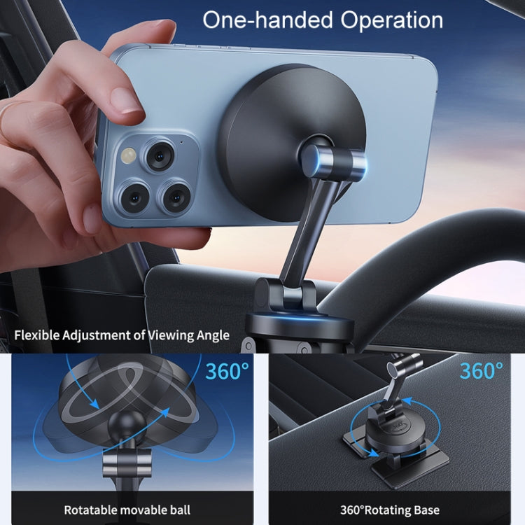 Center Console 360 Rotating Magnetic Car Phone Holder Zinc Alloy Automotive Navigation Bracket - Black
