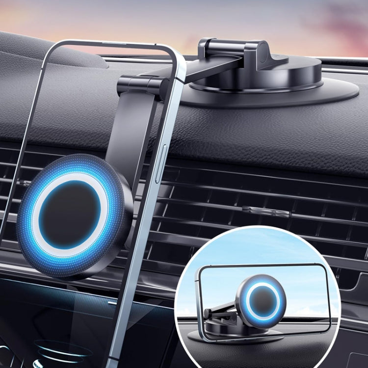 360 Rotating Car Magnetic Cell Phone Holder Magsafe Metal Car Folding Navigation Stand - Black