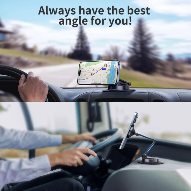 360 Rotating Car Magnetic Cell Phone Holder Magsafe Metal Car Folding Navigation Stand - Black