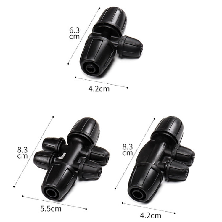 2pcs 8/11 To 4/7 Dual Locking Reducer Drip Irrigation Fittings Gardening Hose Sprinkler Connector, Model: 6 Way