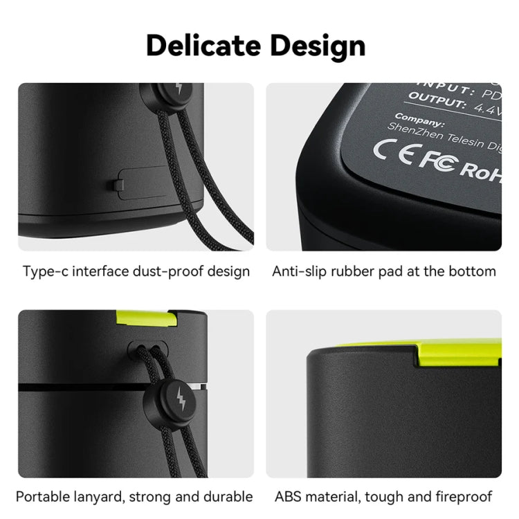 TELESIN GP-FCK-B11 Fast Charged Battery Storage Charging Box For GoPro HERO12 Black / HERO11 Black / HERO10 Black / HERO9 Black - Single Charging Box