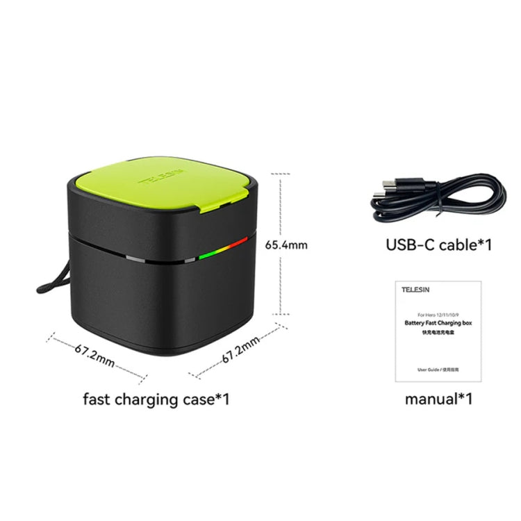 TELESIN GP-FCK-B11 Fast Charged Battery Storage Charging Box For GoPro HERO12 Black / HERO11 Black / HERO10 Black / HERO9 Black - Single Charging Box