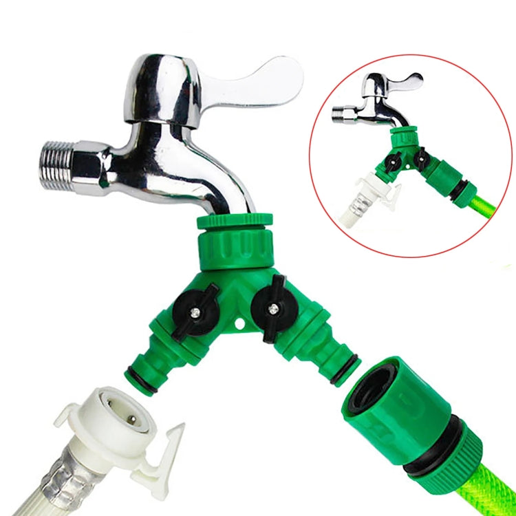2 Way Garden Plumbing Hose Quick Connect Switch Horticultural Irrigation Faucet Ball Valve - AT015