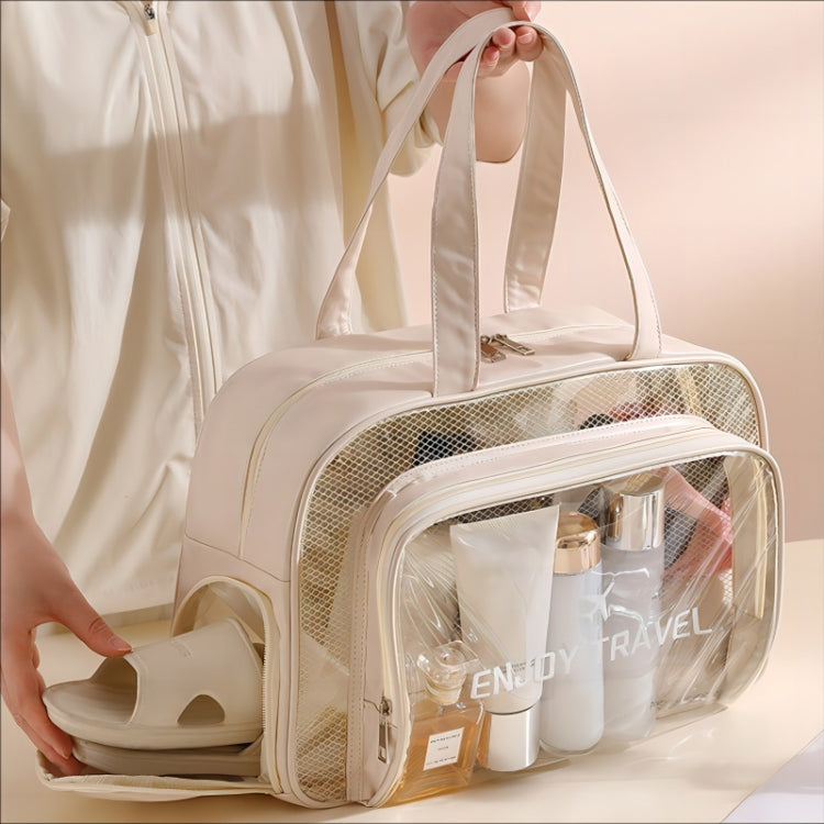 Waterproof Swimming Beach Bag Toiletries and Cosmetics Bag, Color: Beige with Shoe Warehouses