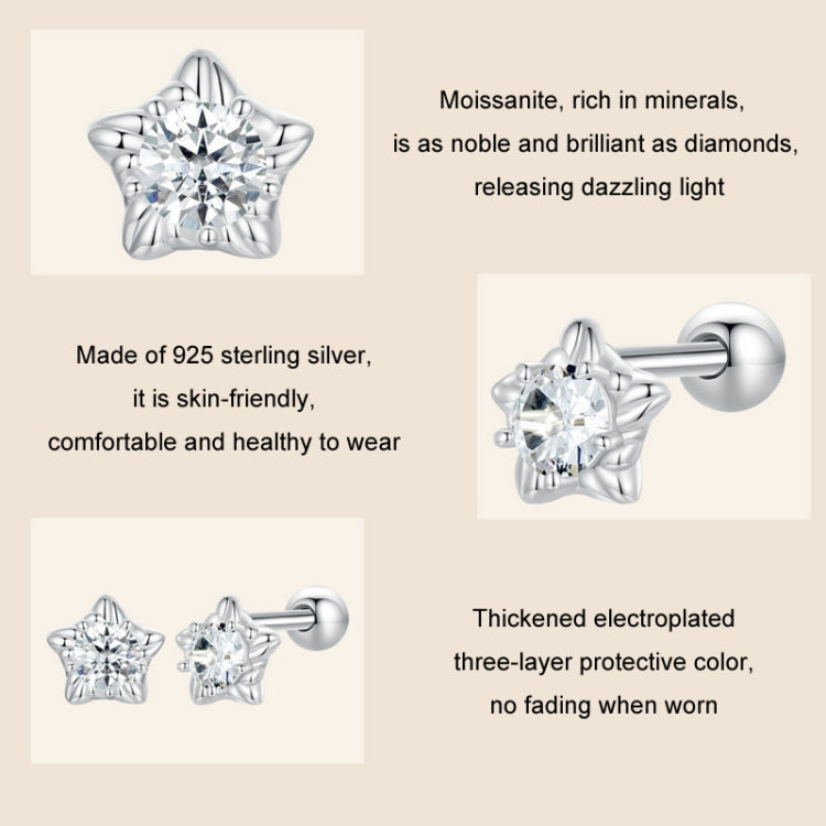 S925 Sterling Silver Moissanite Star Thread Earrings - MSE051