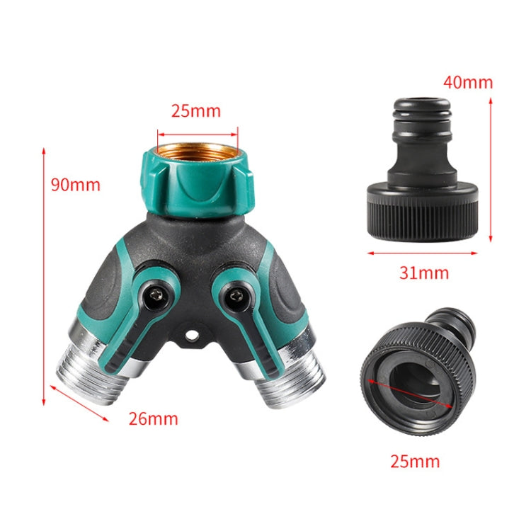 7pcs / Set Y-Type Two-Way Metal Quick Connectors Water Pipe Splitter With Nipple