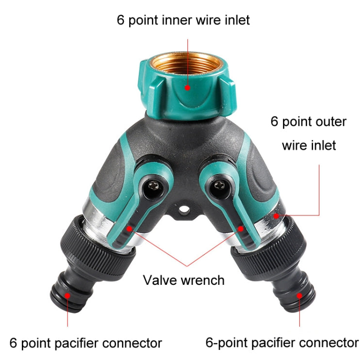 7pcs / Set Y-Type Two-Way Metal Quick Connectors Water Pipe Splitter With Nipple
