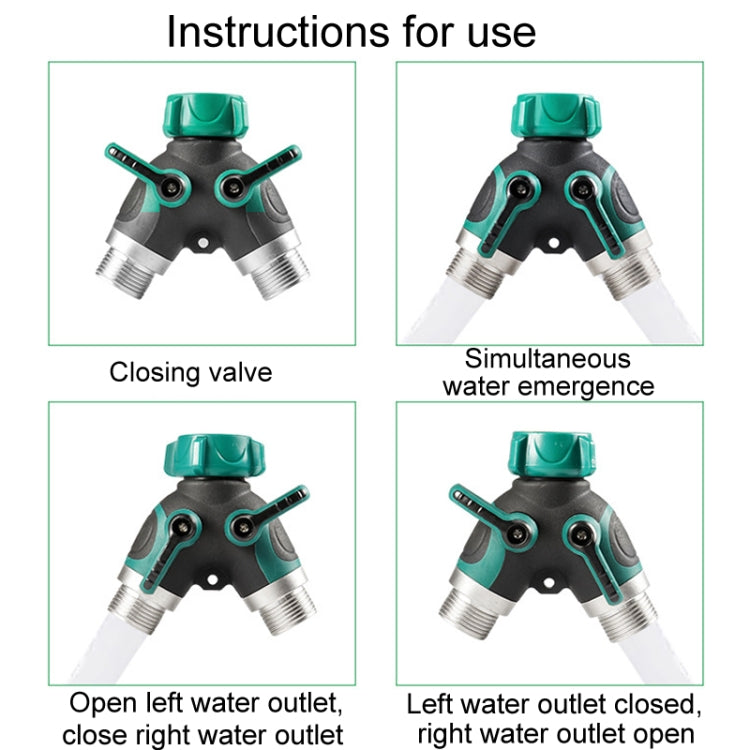7pcs / Set Y-Type Two-Way Metal Quick Connectors Water Pipe Splitter With Nipple
