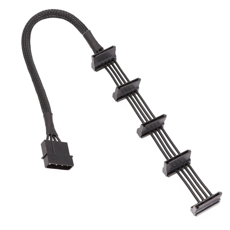 40cm 18AWG Large 4Pin Sleeve Grid 1 To 5 SATA Hard Drive Cage Cable