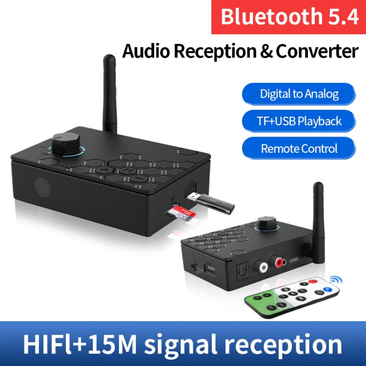 Bluetooth 5.4 Receiver Digital To Analog Card U Disk Converter Adapter With Remote Control