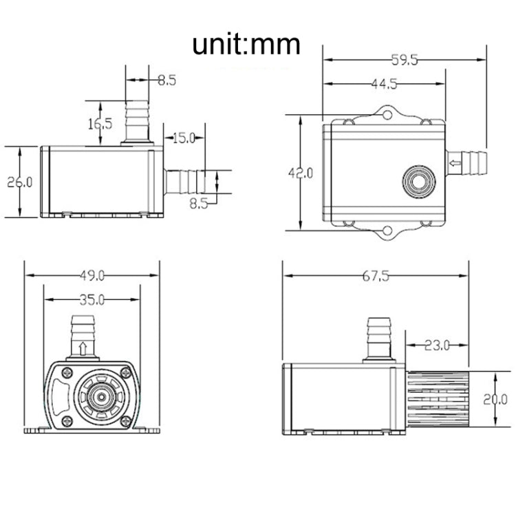 DC12V Solar Micro Brushless Cold Water Circulating Fountain Water Pump, Model: QR50H