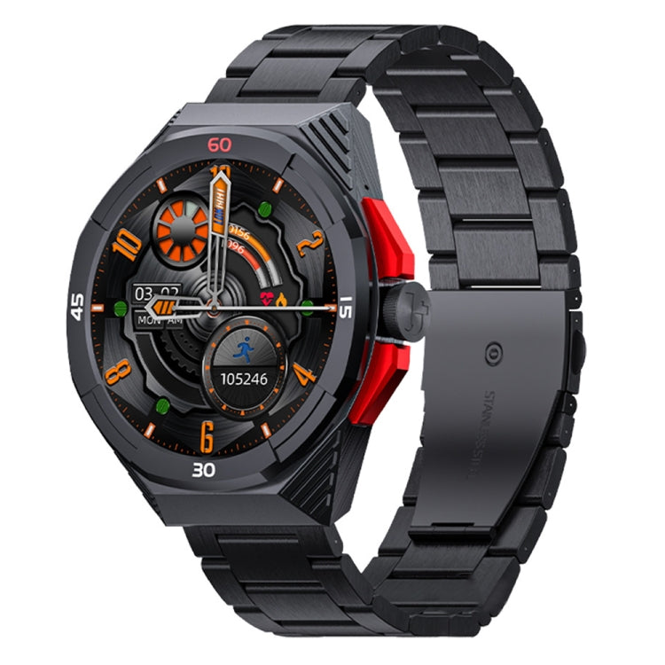LOKMAT COMET2 PRO 1.46-Inch 5ATM Waterproof Bluetooth Call Smart Watch, Color: Black Stainless Steel