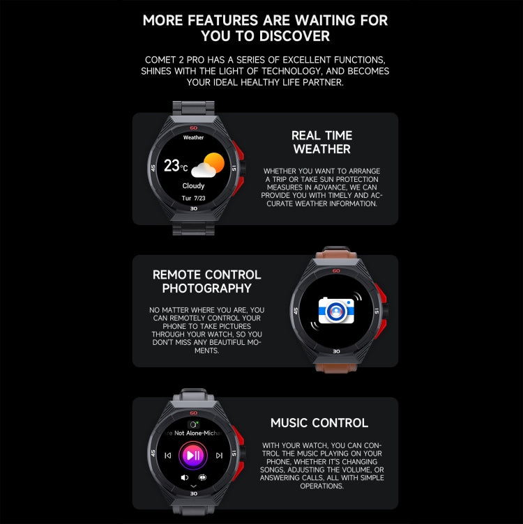 LOKMAT COMET2 PRO 1.46-Inch 5ATM Waterproof Bluetooth Call Smart Watch, Color: Black Leather