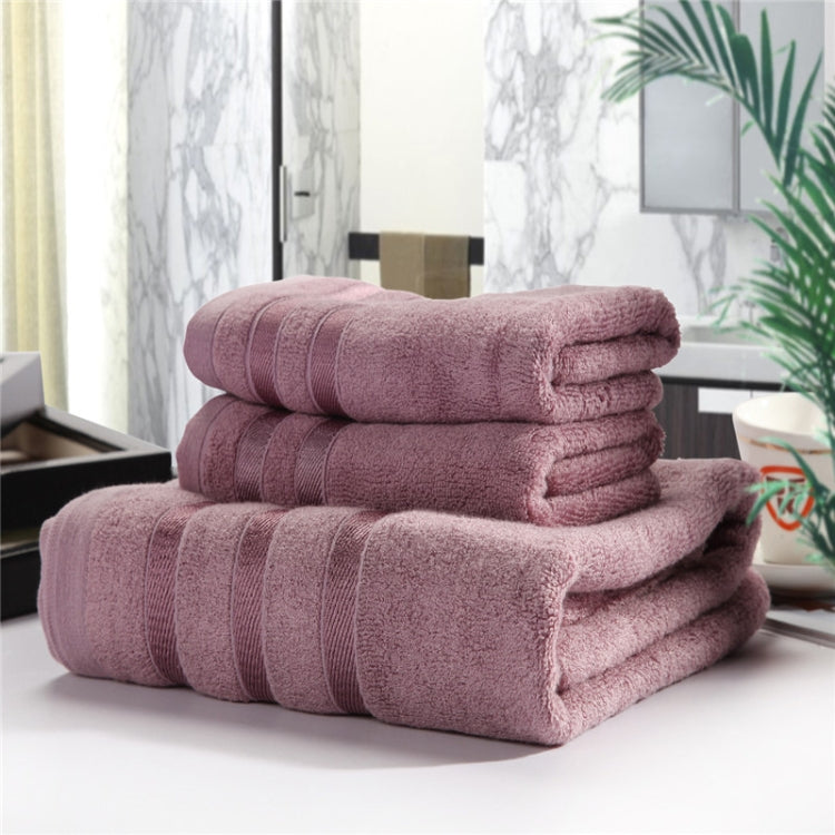 3pcs /Set Soft & Plush Towel Set Bamboo Fiber Cotton Bath Towel Washcloth For Bathroom - Deep Purple