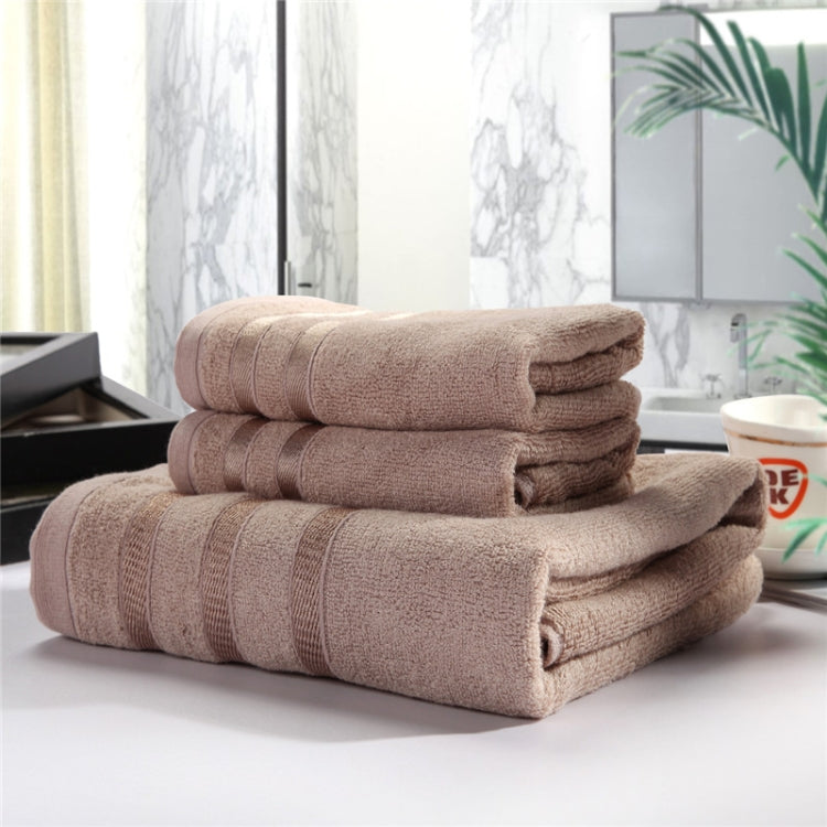 3pcs /Set Soft & Plush Towel Set Bamboo Fiber Cotton Bath Towel Washcloth For Bathroom - Camel
