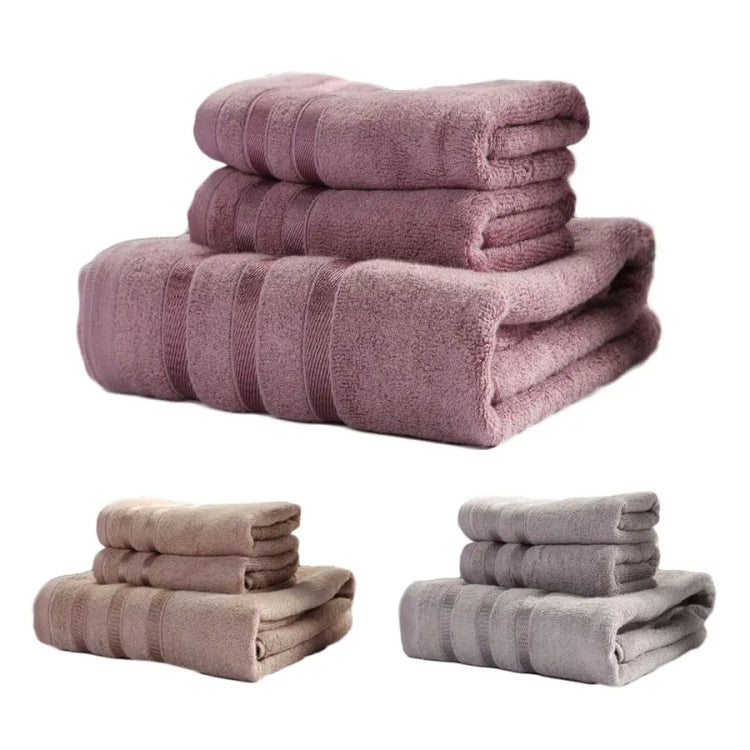 3pcs /Set Soft & Plush Towel Set Bamboo Fiber Cotton Bath Towel Washcloth For Bathroom - Camel