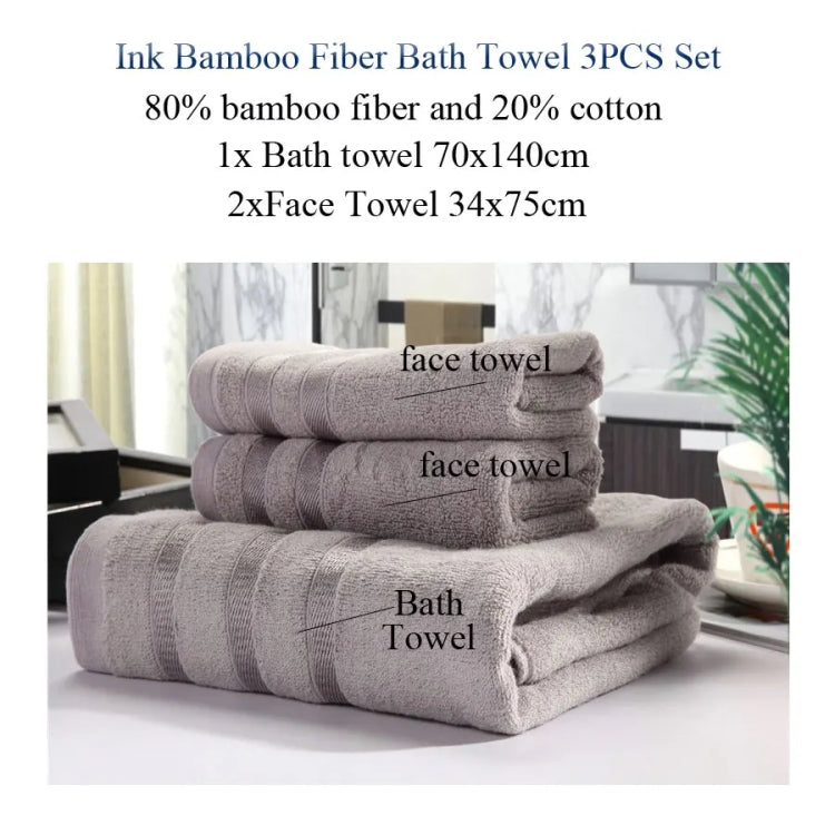 3pcs /Set Soft & Plush Towel Set Bamboo Fiber Cotton Bath Towel Washcloth For Bathroom - Camel