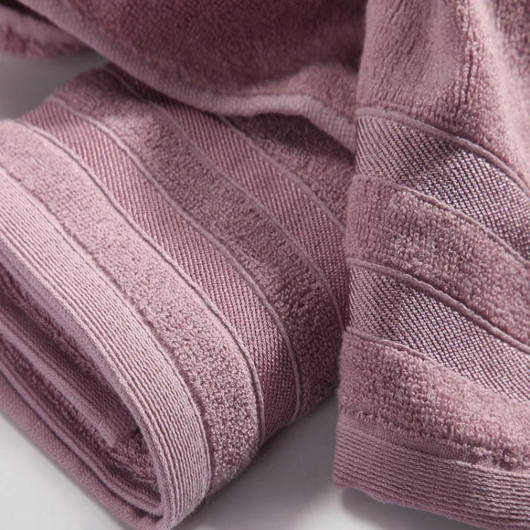 3pcs /Set Soft & Plush Towel Set Bamboo Fiber Cotton Bath Towel Washcloth For Bathroom - Deep Purple
