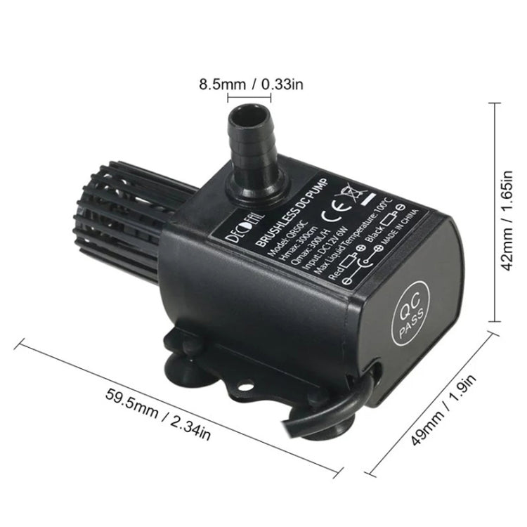 DC12V Micro Brushless Cold Water Circulating Fountain Water Pump, Model: QR50C