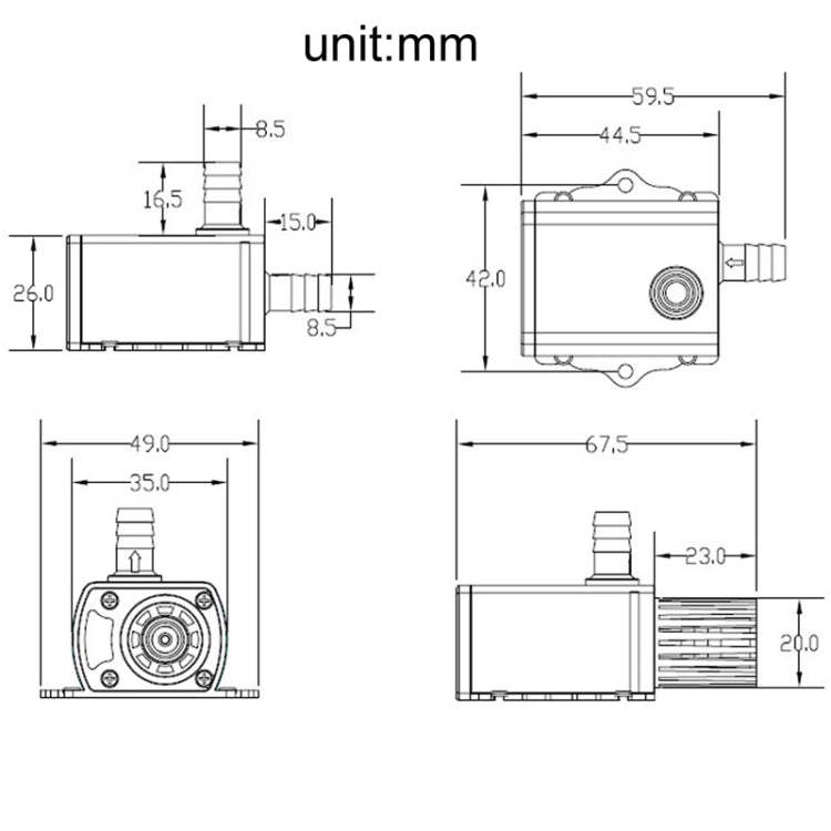 DC12V Micro Brushless Cold Water Circulating Fountain Water Pump, Model: QR50C