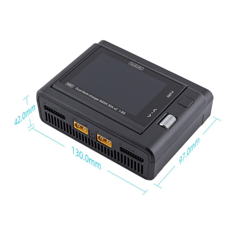 ToolkitRC M8D Colored Screen Dual Drone Aerial Powerful Balance Battery Charger - Black