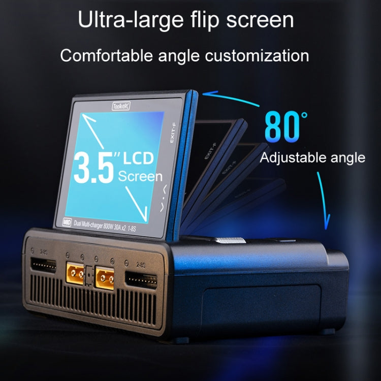 ToolkitRC M8D Colored Screen Dual Drone Aerial Powerful Balance Battery Charger - Black