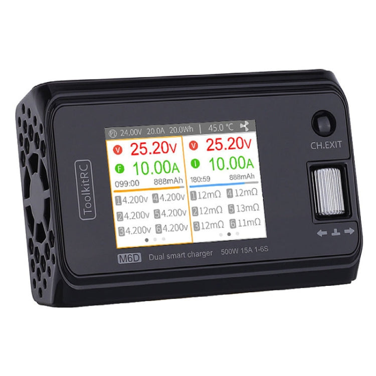 ToolkitRC M6D 500W Toy Airplane Dual Channel Li-Po Battery Balance Charger - Black
