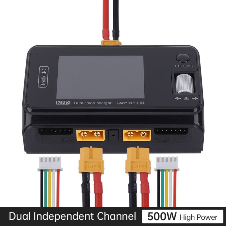 ToolkitRC M6D 500W Toy Airplane Dual Channel Li-Po Battery Balance Charger - Black