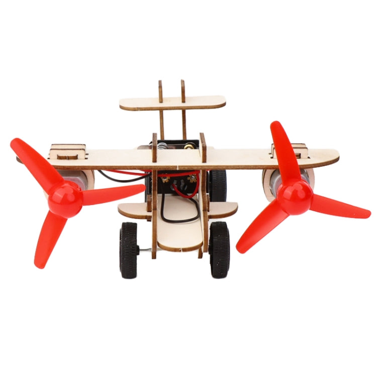 DIY Dual-engine Gliding Airplane Model Children Technology Small Crafts Wooden Puzzle Electrical Toy