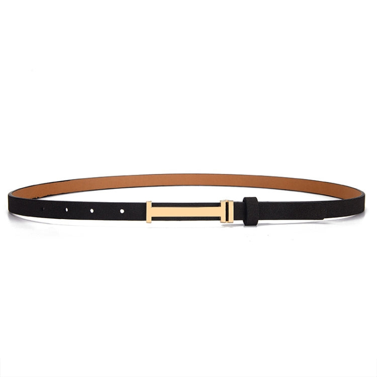 90cm Women Adjustable Leather Decorative Belt Casual Jeans Gold Buckle Thin Belt