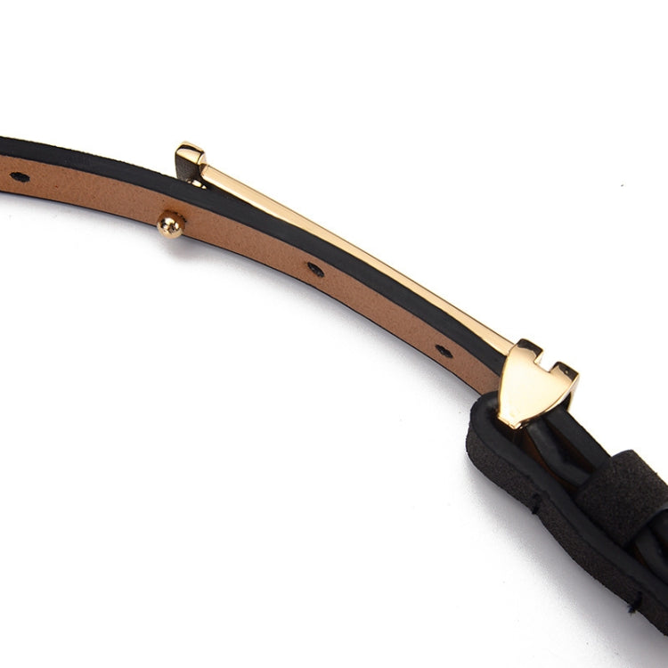 90cm Women Adjustable Leather Decorative Belt Casual Jeans Gold Buckle Thin Belt